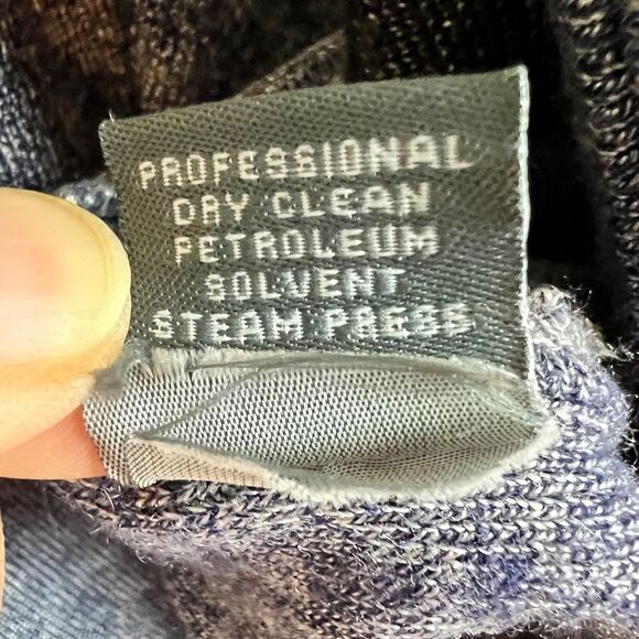 Silver Silk Sweater Mens L Elbow Patch Full Zip Textured Blue White Black Soft! - Picture 7 of 12